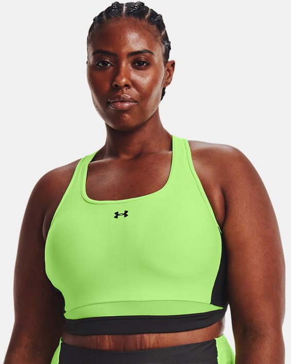 Women's Armour® Mid Crossback Long Line Sports Bra, Green, pdpMainDesktop image number 3